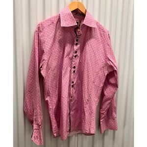 Bertigo Mens Small Purple Dress Shirt Brown‎ Buttons Collar